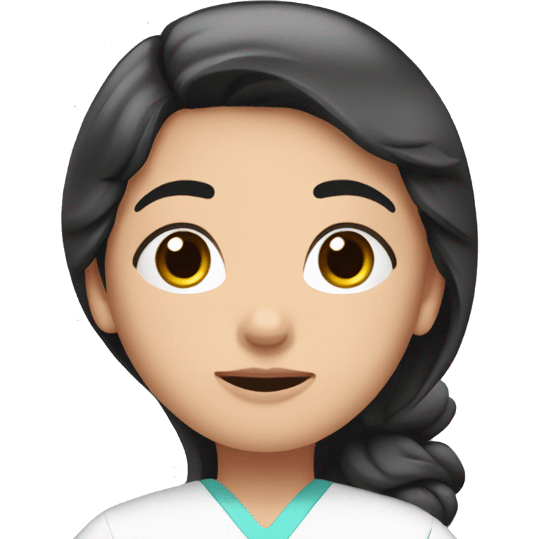 Tired nurse in pink scrubs with black hair emoji