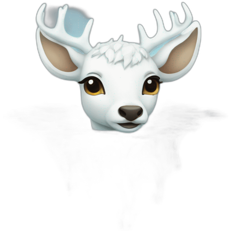 White deer bathed in water emoji