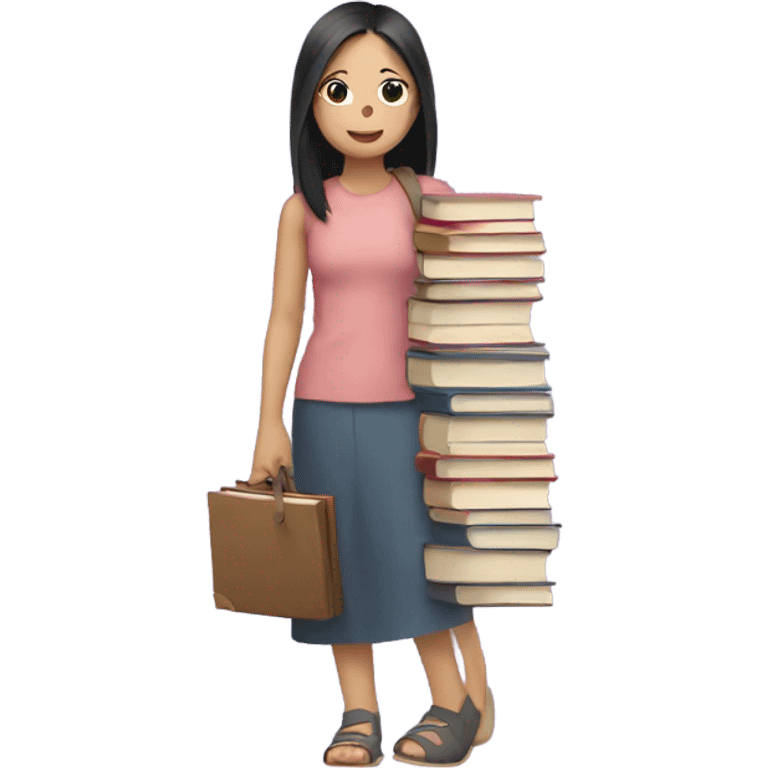 Asian girl holding books emoji