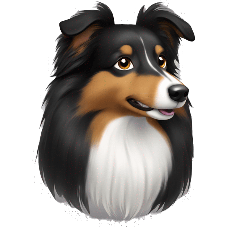 Black Sheltie dog with brown eyes a emoji