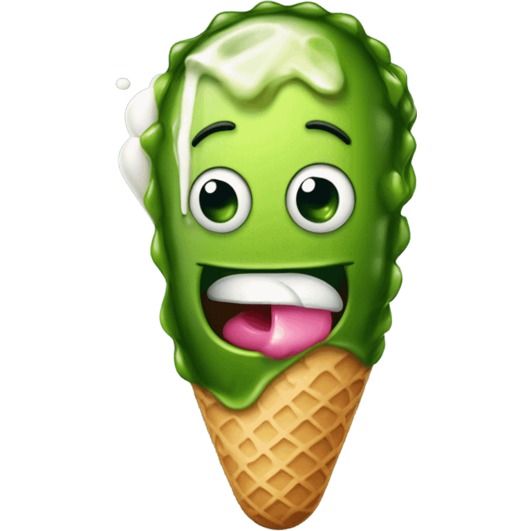 Pickle eating ice cream  emoji