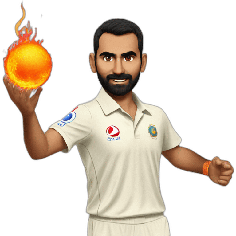 Mohammed shami with a ball on fire emoji