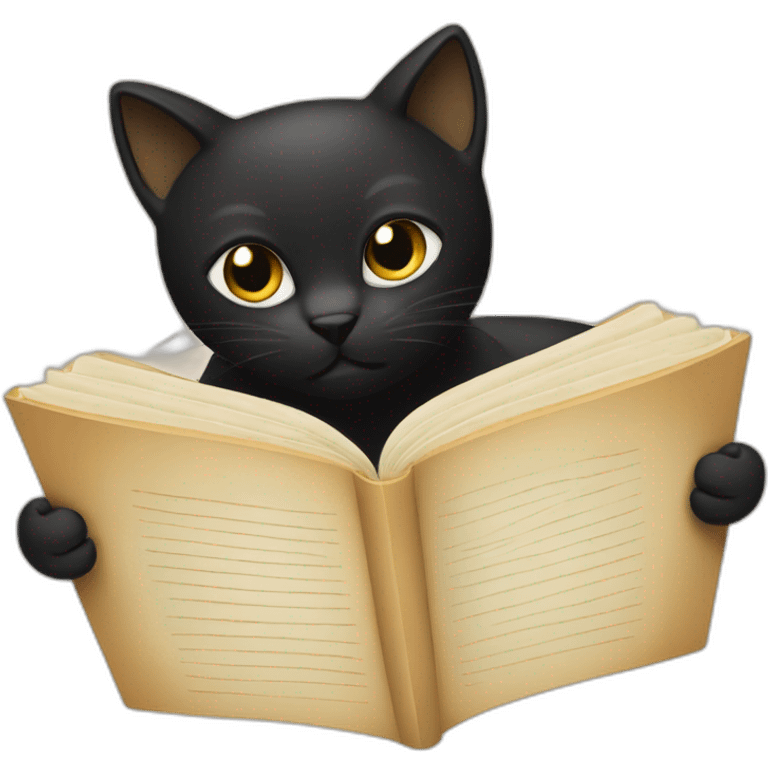 Beige and black cats reading book emoji