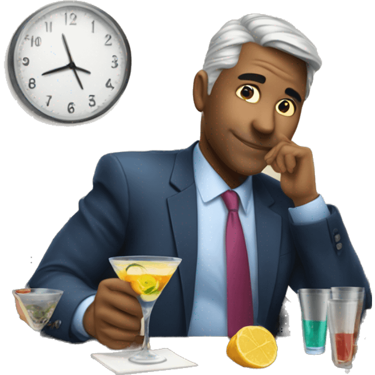 A climate change executive having cocktails in a corner office emoji