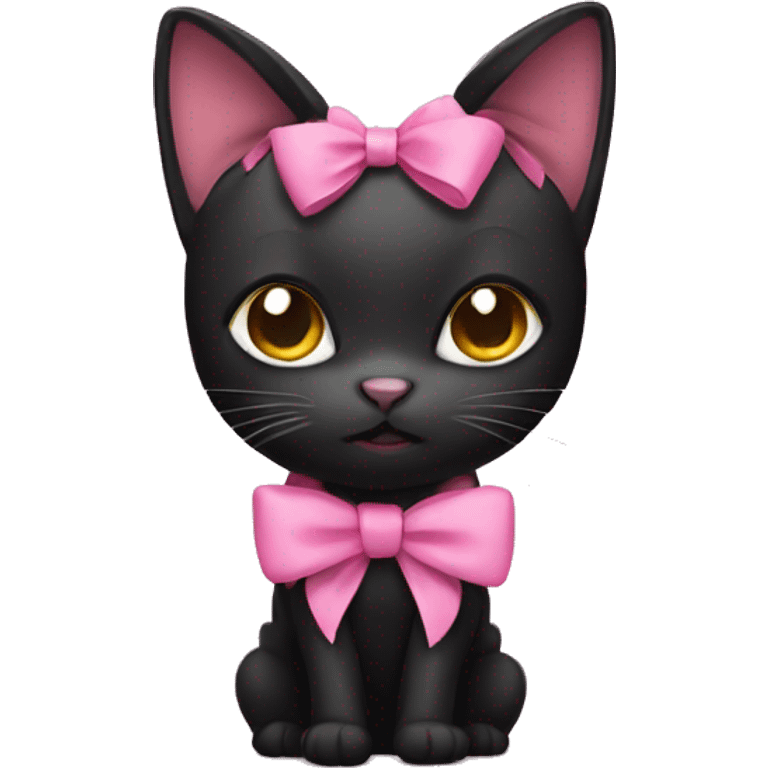 a black cat wearing a pink bow  emoji