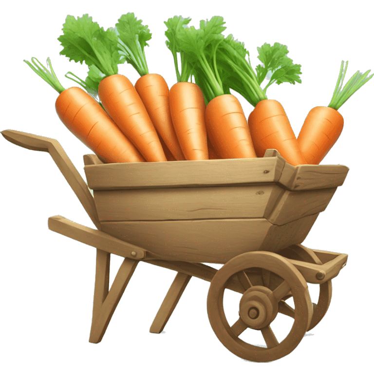 Pastel cute Carrots in a wooden  wheelbarrow  emoji