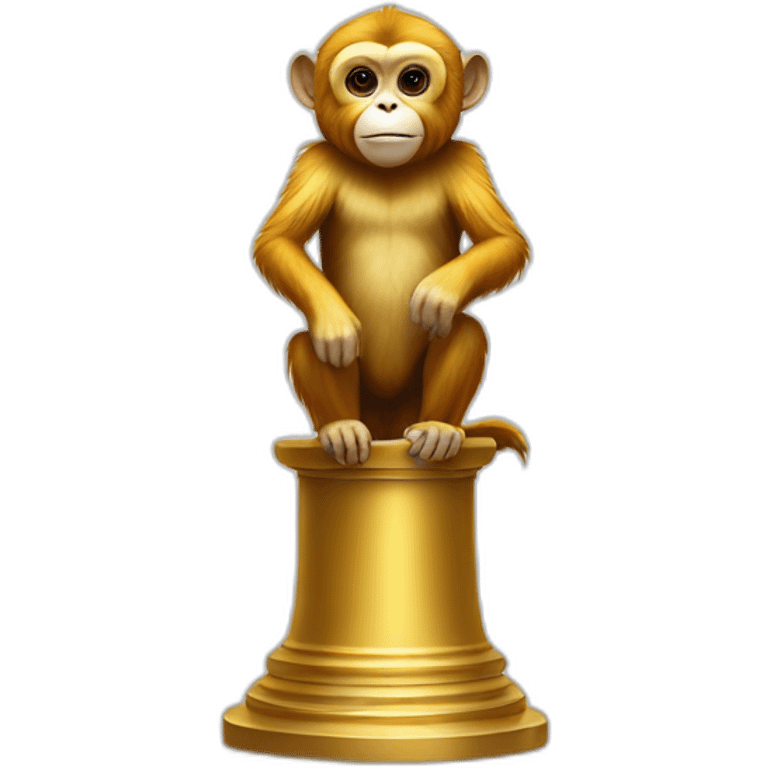 golden monkey on golden pedestal zoomed out view emoji