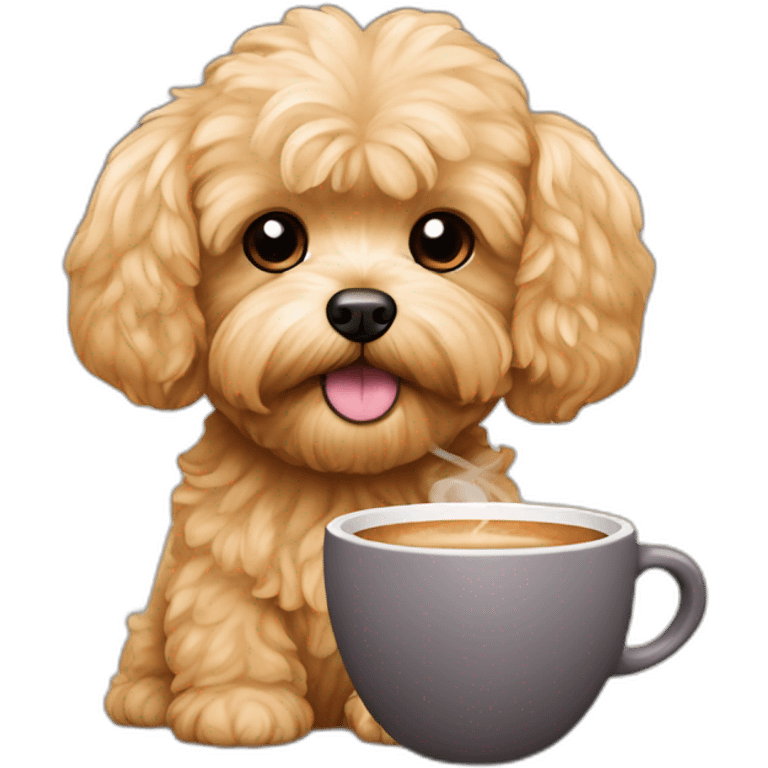 golden maltipoo with coffee emoji