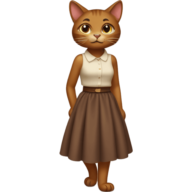 brown cat wearing long skirt emoji