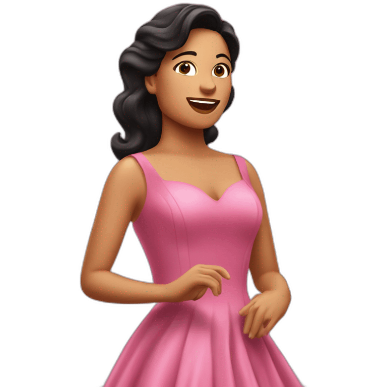 Gisel campos santos singing with a pink dress emoji