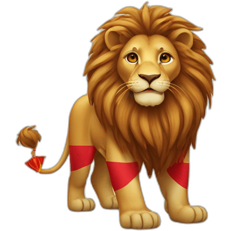 Lion avec ke drapeau du maroc emoji