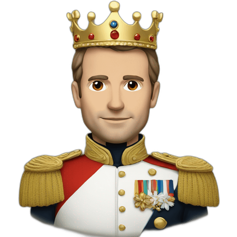 macron with a crown emoji