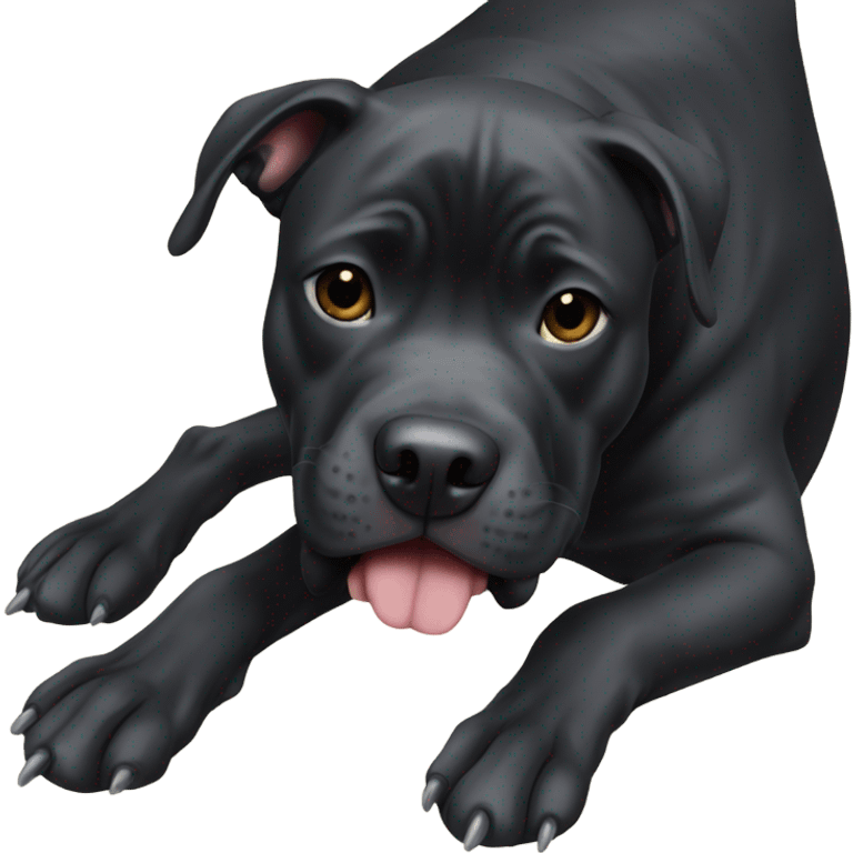 Black Pitbull with wrinkles emoji