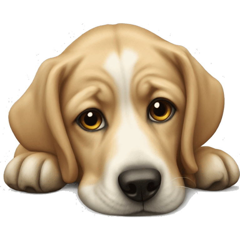 realistic dog portrait lying down emoji