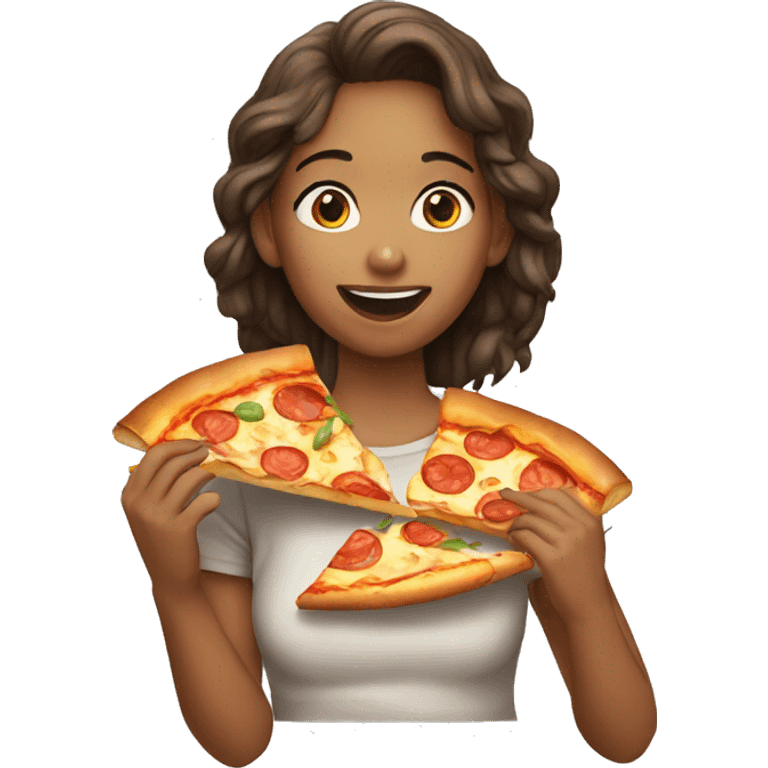 A girl eating pizza emoji