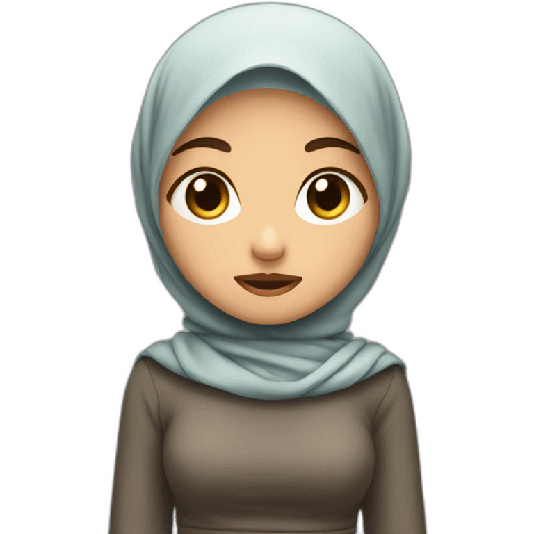 create a cute girl wearing hijab with animation that show she is getting mad emoji