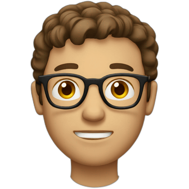 Man with brown hair and glasses who thinks about something emoji