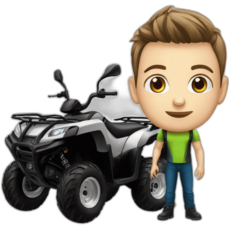 Young man with atv quad cfmoto emoji