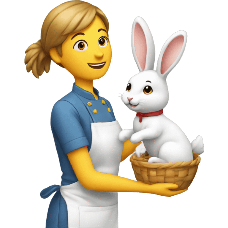 Cuisinier avec un lapin emoji