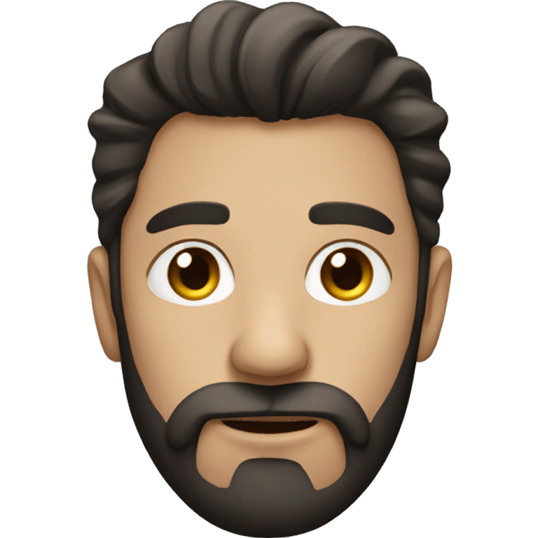 a man with narrow eyes, dark hair and a beard emoji