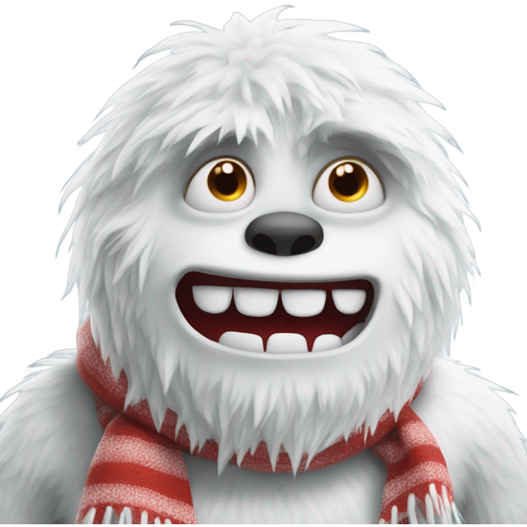 Abominable snowman with red and white scarf emoji