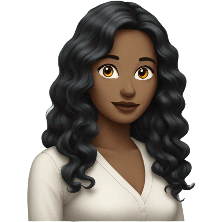 beautiful pale woman with long wavy black hair emoji