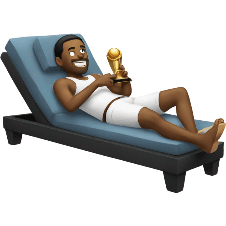 Lounging with a championship emoji