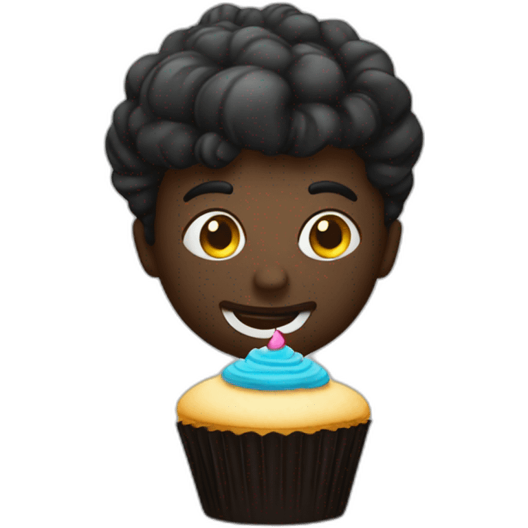 Noir avec un cupcake emoji