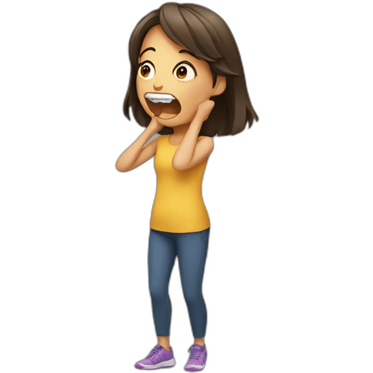 Girl opening mouth and stretching toung out emoji