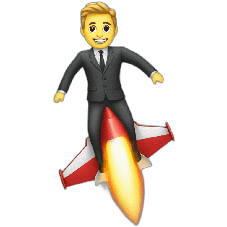 suit man flying rocket emoji