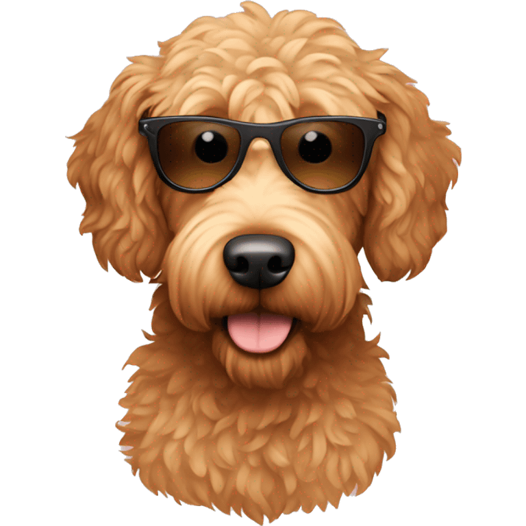 Light brown Golden doodle wearing sunglasses emoji