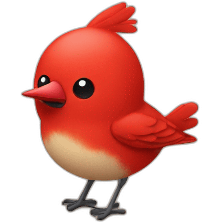 Un oiseau rouge avec de très grande pâte emoji