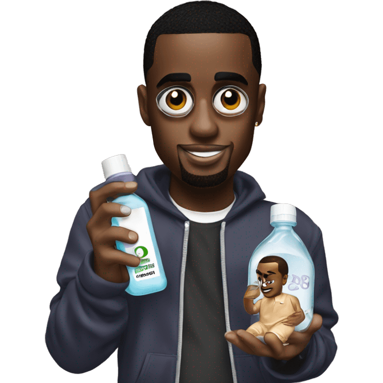 p diddy with justin bieber holding baby oil emoji