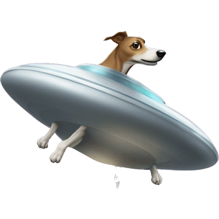 greyhound dog flying in UFO emoji