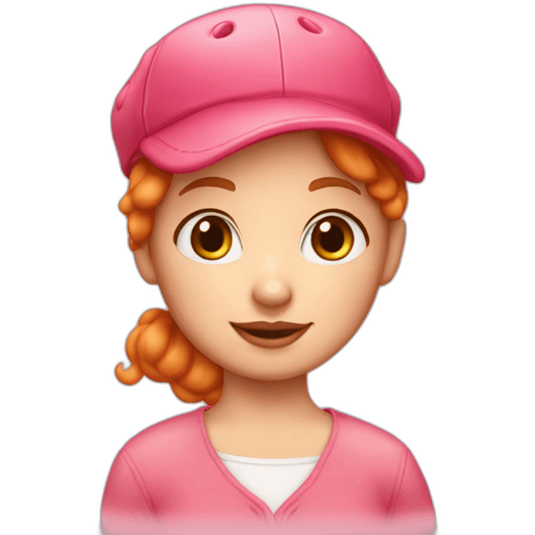 strawberry shortcake ginger girl short hair pink hat emoji