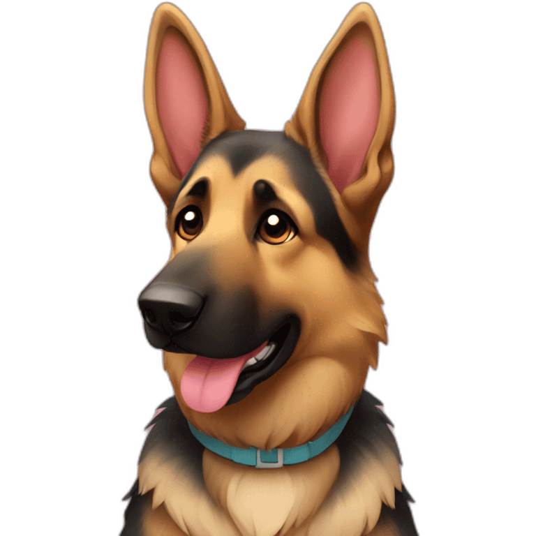 german shepherd with hearts emoji