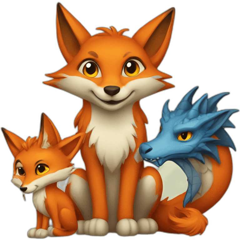 a fox and a dragon emoji