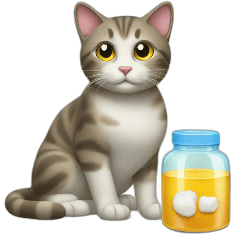 A cat gets medicine emoji