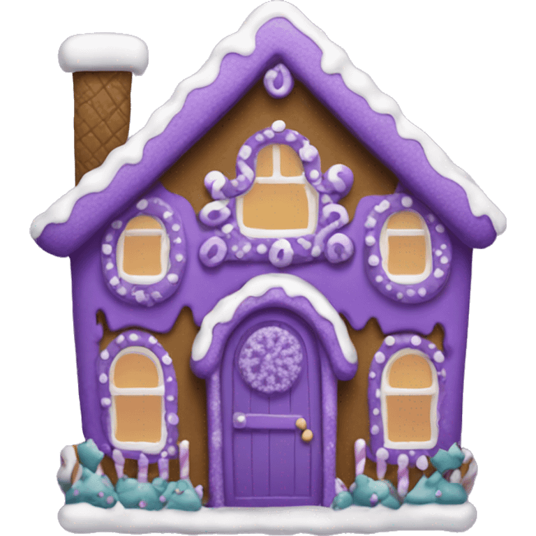 A purple gingerbread house  emoji