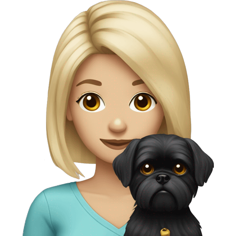 Blonde woman and black shih tzu dog  emoji