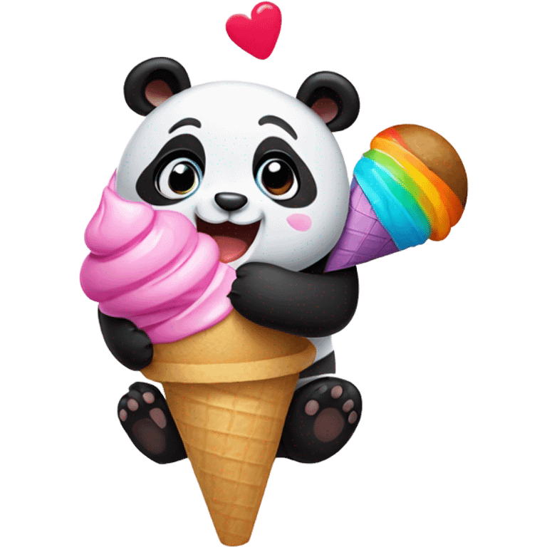 Panda eating ice cream emoji