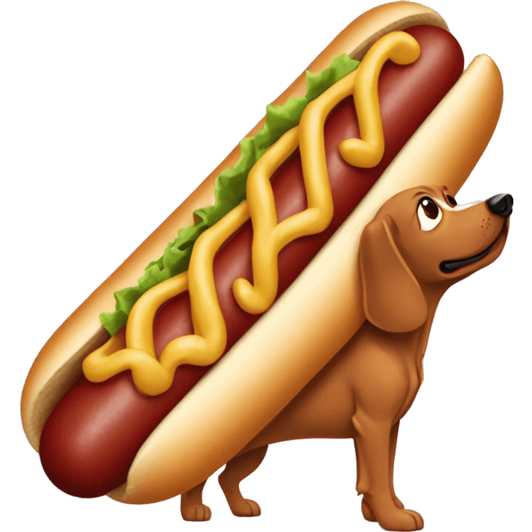 Perro salchicha disfrazado de hotdog emoji