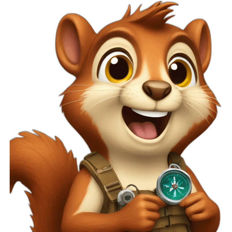 crazy squirrel with a compass emoji