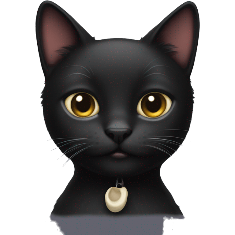 Black cat with nub tail emoji