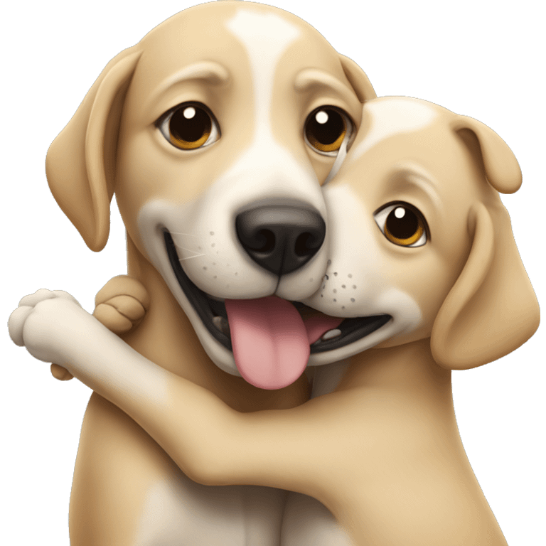 Two dogs hugging silly emoji