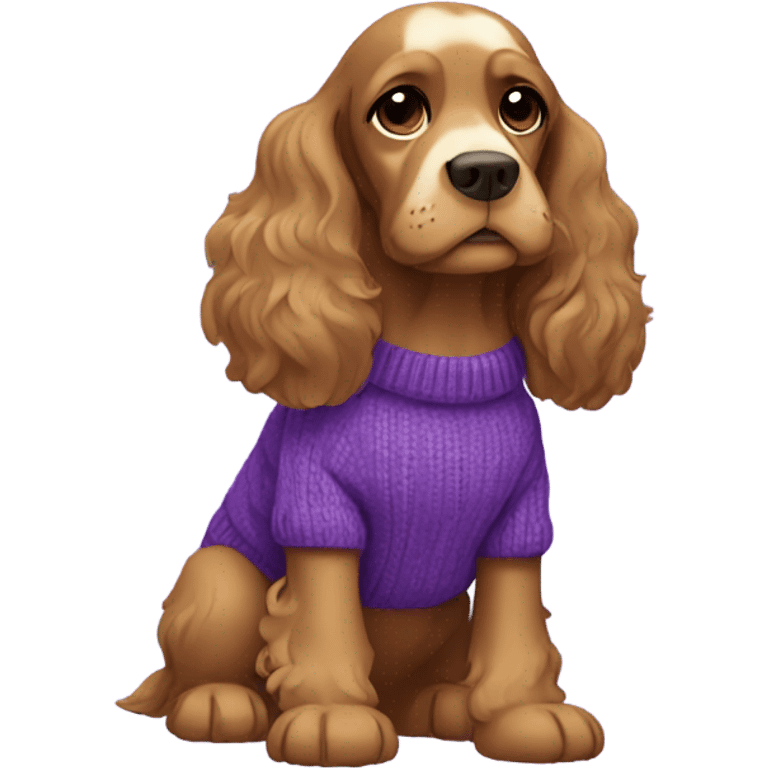 Cocker spaniel in purple sweater emoji