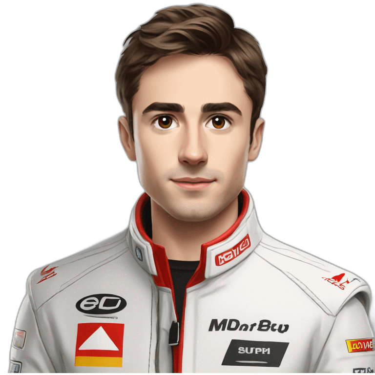 Charles leclerc avec une veste ferrarie emoji