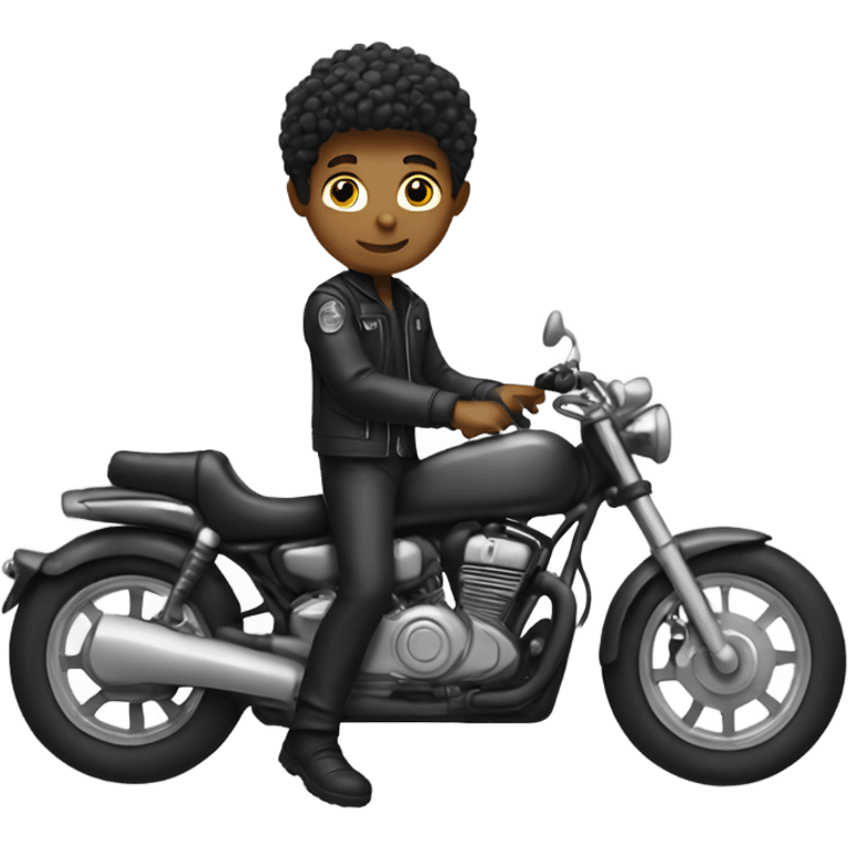 monochrome boy with motorcycle emoji