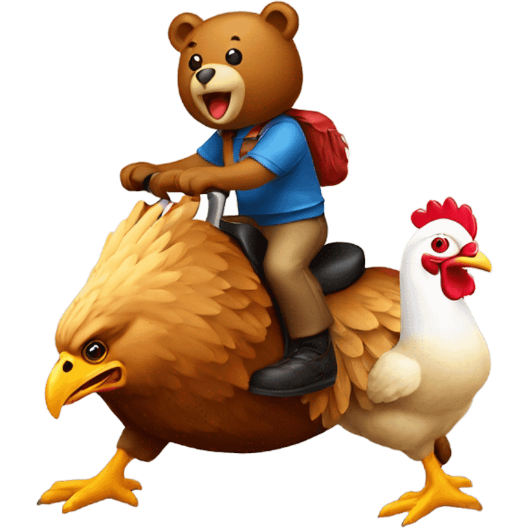 Bear riding a chicken emoji