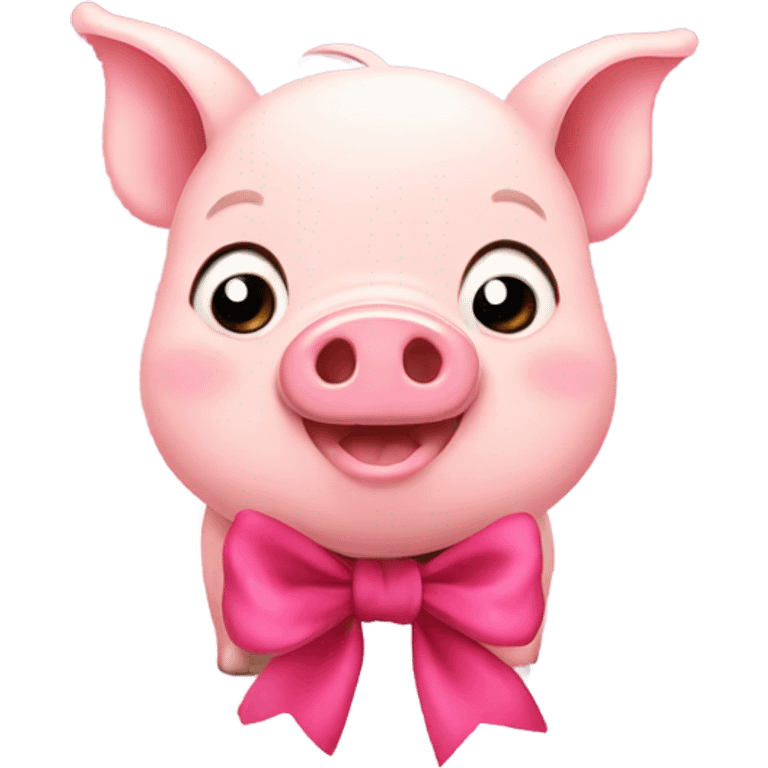 cute pig with bow emoji